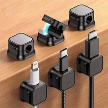 6 件/套 PVC 电缆夹 - 强力粘合，无需钻孔的电缆扎带，适用于家庭和办公室电线管理 - 彩色 - 查看 2