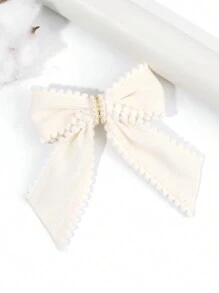 1 件装女童珍珠发夹，灯芯绒面料儿童日常生活，时尚鳄鱼夹发饰，适合幼儿派对礼物 - 蝴蝶結髮夾 - 查看 2