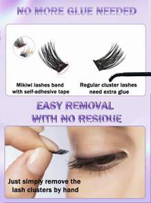 100pcs No Glue Lash Clusters Easy-Apply Self-Adhesive Eyelashes - Wispy, Reusable Cluster Lashes 10-16mm, Glue Free, Diy At Home Natural Look Pre-Bond False Eyelasheslash Clusters,Eyelash Clusters,Individual Eyelashes,Lashes,Fake Lashes - C - View 7