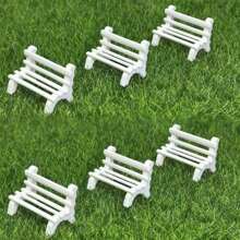 6 sztuk białych ławek parkowych Micro Landscape z unikalnym wzorem serca - urocze ozdoby dekoracyjne do Twojego miniaturowego ogrodu - Biały - Zobacz 12