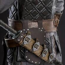 1/2/3pcs Vintage PU Leather Medieval Style Faux Leather Sword Scabbard, Mercenary Knight Adjustable Gun Holster, All Season