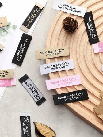 10/20/40 个性化缝纫标签，适用于手工制品，充满爱意的手工制作缝纫标签，布标，被子标签，个性化缝制服装标签，情人节服装装饰，手工装饰，包装装饰