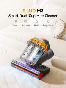 E.LUO Bed Vacuum Cleaner With UV Disinfection And High-Temperature Heating Technology, Handheld Dual Roller Brush Mattress Vacuum Cleaner, 400 Watt Powerful Dual Tube HEPA Filter Handheld Vacuum Cleaner, Suitable For Beds, Sofas, And Mattresses. - US A Type Plug(110-127V) - View 2