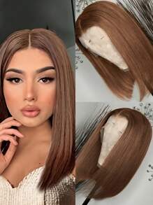 BeYo 220% Density Straight Bob Wig Human Hair Chocolate Brown Straight Bob HD Lace Front Wig Transparent Lace Frontal Human Hair Wig Light Brown #4 Middle Part Straight Bob Lace Front Wig Pre Plucked 13x6x1 Short Bob Human Hair Wig With Baby Hair For Women - Light Brown - View 6