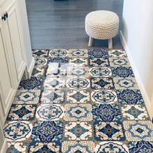 10pcs Floral Pattern Faux Ceramic Tile Wall Stickers, Moroccan Style PVC Self-Adhesive Removable Flat Wall Paper, Suitable For Home, Kitchen, Room, Wall, Floor Decor - Multicolor - View 6