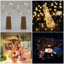 1/2/5 chiếc đèn LED năng lượng mặt trời gắn nút chai rượu vang, dài 2m, 20 bóng LED, đèn dây trang trí bằng dây đồng, thích hợp cho tiệc ngoài trời, đám cưới, chậu hoa, trang trí ngày Valentine. - Năng lượng mặt trời - Xem 10