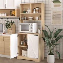 Pantry Cabinet With 2 Doors, 3-Tier Modern Kitchen Cabinet With Shelves, Freestanding Larder Cupboard, Kitchen Pantry Storage Cabinet For Kitchen, Dining Room
