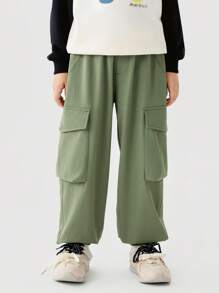 mini bala Kids' Fashion Straight Pants, Stylish Outdoor Tousers - Army Green - View 1