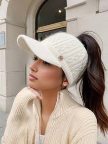 1 件新款韩版时尚百搭休闲个性化高档 M 标志耳罩针织毛绒帽子，适合户外活动和保暖 - 毛線護耳帽 - 查看 14