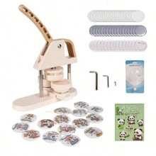 DIY Badge Making Machine For Children, Self-Made Button Maker, Metal Badge Customization Device - Beige With Earthy Yellow - View 8