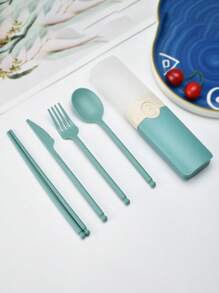 5 Peças Conjunto de Talheres Personalizados com Nome, Conjunto de Presentes Reutilizáveis para Viagem, Conjunto Escolar, Conjunto para Acampamento, Presente de Volta às Aulas, Conjunto de Utensílios Portáteis com Estojo, Talheres para Almoço, Acampamento, Escola, Piquenique, Trabalho, Viagem - Inclui Garfo, Colher, Faca e Pauzinhos