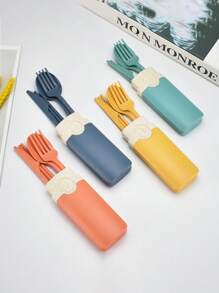 5 Peças Conjunto de Talheres Personalizados com Nome, Conjunto de Presentes Reutilizáveis para Viagem, Conjunto Escolar, Conjunto para Acampamento, Presente de Volta às Aulas, Conjunto de Utensílios Portáteis com Estojo, Talheres para Almoço, Acampamento, Escola, Piquenique, Trabalho, Viagem - Inclui Garfo, Colher, Faca e Pauzinhos