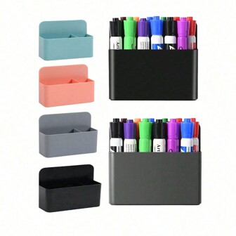1pc Magnetic Dry Erase Whiteboard Marker Storage Rack, Writing Board Chalk Storage Box, Locker Storage Device, Suitable For Whiteboard, Refrigerator, Remote Control Rack, Office, Home, Kitchen, School, Magnetic Cup, Blackboard Storage Pen Holder, Adjustable Compartment Magnetic Pen Box, Multiple Types, Multi-Color Options