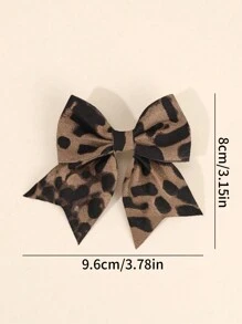 2个经典豹纹发夹，卡其色蝴蝶结鳄鱼夹，带全衬里，优雅蝴蝶结发夹，适合女孩日常佩戴，儿童配饰，情人节爱心发夹 - 彩色 - 查看 6