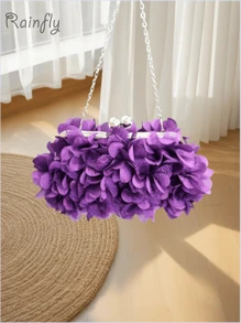 Elegante borsa con fiori lilla, adatta per ragazze, donne, signore, spose, molto adatta per feste, matrimoni, balli, cene/banchetti, è il miglior regalo per le donne