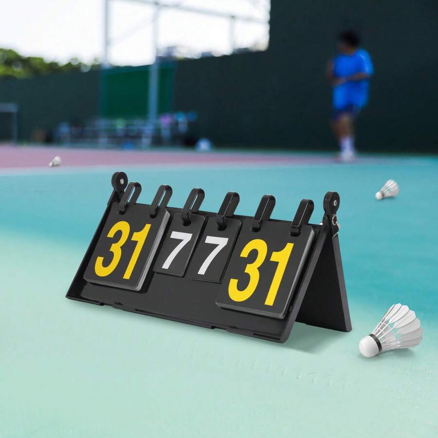 4-Digit Portable Flip Scoreboard, Multi-Function Scoreboard Scoreboard, - Black - View 1
