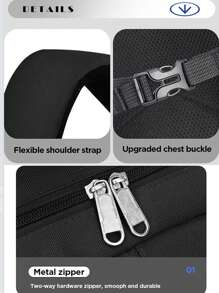 1个黑色新款轻便休闲背包，适合小学生（1-3-6-9年级，6-12-16岁），大容量，简约时尚