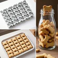 1 件迷你骨头形饼干模具，25 腔不锈钢骨头形烘焙模具，烘焙工具，厨房小工具 - 銀色 - 查看 1