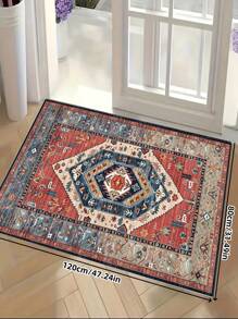 1 Stück Boho moderner Pariser Garten Blumen Teppich für Wohnzimmer, rutschfester rostfarbener Vintage Bauernhaus Teppich für Schlafzimmer, Esszimmer, Wohnheim, Büro, Heimdekoration