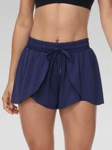 Blaosn 3pcs/Set  Flowy Athletic Shorts For Women Gym Yoga Workout Running Butterfly Tennis Sports Active Skort Skirt High Waisted With Pockets Spandex Sweat Pants Cute Lounge Clothes Summer Outfits - 灰色 - 查看 2