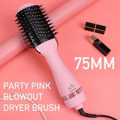 PinkSings Pink Hair Dryer Brush, 3-In-1 Hot Air Brush, Blow Drying/Curling/Straightening, Professional Salon-Grade Electric Hair Dryer Brush, Suitable For Women, Matte Finish, With EU Plug