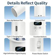 1pc + TYPE-C USB + 5200mAh + 5V/1A + Digital Display + Portable + Desktop, Upright, Handheld Cooling Fan + 100 Speed Levels High-Velocity Wind + Outdoor Summer Cooling For Men & Women Hiking Traveling Mini Handheld Fan + Holiday Essential