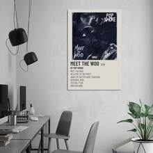 HALFRYTA Meet Poster Woo Smoke Music Album Cover Canvas Art Poster And Wall Art Picture Print Modern Family Bedroom Decor Posters - 黑與白 - 查看 7