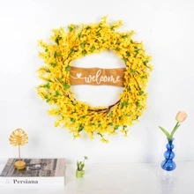 1-delige kunstmatige jasmijnkrans, levensechte jasmijnbloemenkrans voor voordeur, veranda, muur, boerderij, tuin, woondecoratie, lente/zomer