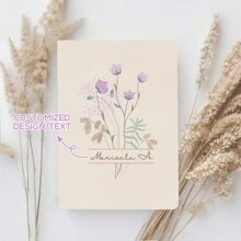 野花图案个性化精装笔记本，女士定制笔记本，送给她的礼物，母亲节礼物，花卉感恩日记本，可定制字母，装饰性强，多功能，可重复使用，色彩缤纷，复古，可爱，卡通，现代，卡哇伊，定制，个性化，独特，个性化定制贴纸，送给他的理想礼物，送给她的理想礼物，男朋友，女朋友，家人，朋友，孩子，同事，学生，客户，她，商务/工作/办公室，学校，返校，学习用品，返校，办公室，学校，教室，教师礼物，大学，同事，宿舍，教师，男女皆宜，青少年，初中生，中学生，高中生，大学生学生、大一、大二、低年级学生、当季精选、办公及学习用品、定制笔记本、圣诞礼品用品 - 彩色 - 查看 2