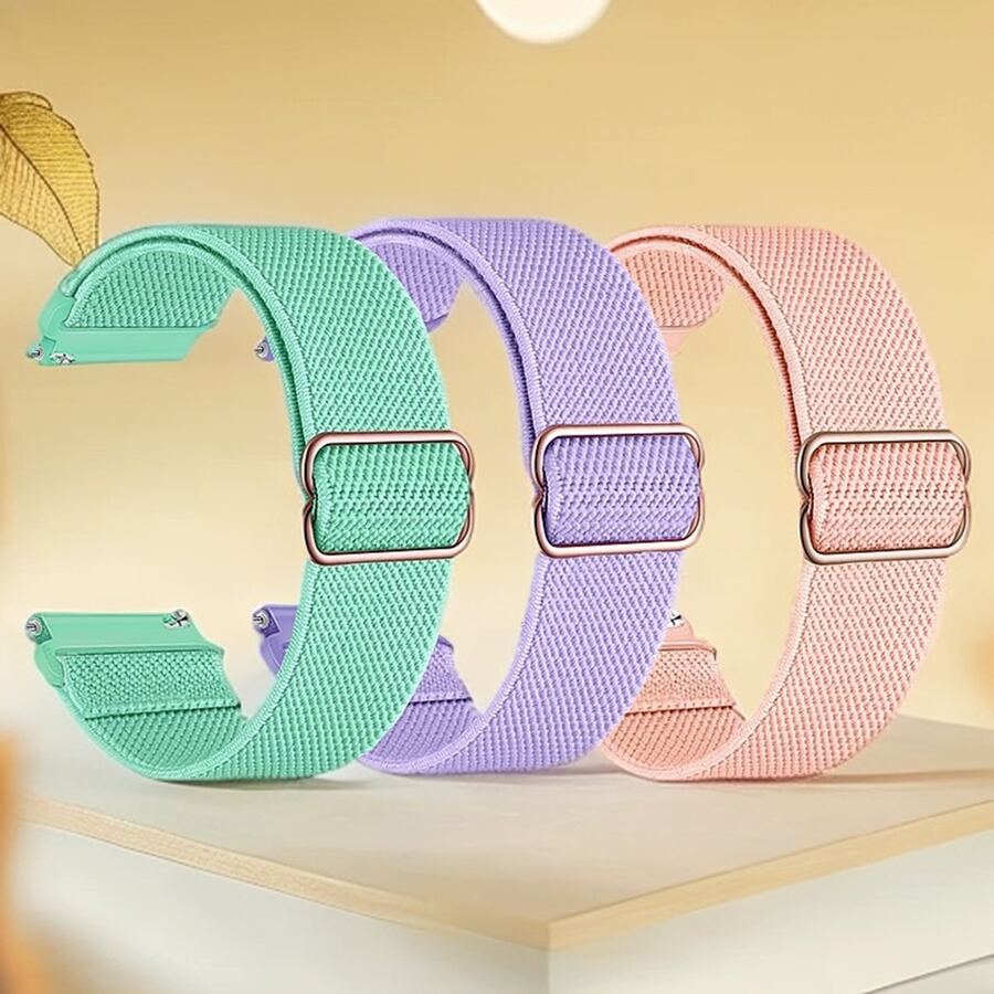 3pcs 20mm22mm Quick Release Band Compatible With Samsung Galaxy Watch 7/4/5/6 40mm44m/6 Classic 43mm 47mm/Active 2/Gear S3 Classic Band, 18/20/22mm Elastic Loop Nylon Watch Band For HW Watch GT5 41mm 46mm/GT2/GT 3 42mm 46mm/HW GT5 Pro Strap,Adjustable Elastic Nylon Wristband Bracelets For Garmin Fenix7