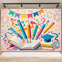 1pc Happy Spring Easter Wreath Background Banner Background Party Supplies Wall Decoration, Suitable For Party Background Environment Celebration And Birthday Commemoration Decoration, , Suitable For Outdoor And Indoor Use