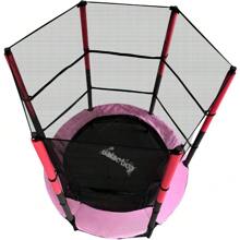 Luxury Mini Trampoline, 4.5ft 55in With Safety Net Enclosure, Indoor Outdoor Activity Trampoline - Pink - View 2