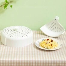 1pc Foldable Food Cover, Fly-Proof Lid, Table Leftovers Dust Cover, Compact Size For Easy Storage, Suitable For Kitchen And Dining Room - White - View 1