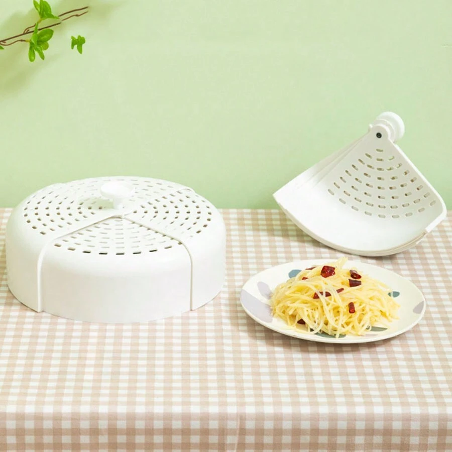 1pc Foldable Food Cover, Fly-Proof Lid, Table Leftovers Dust Cover, Compact Size For Easy Storage, Suitable For Kitchen And Dining Room - White - View 1