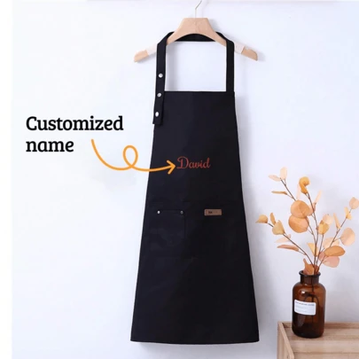 1PC Personalized Text Name Apron, Customized Name Apron, Custom Mother's Day Gift For Husband, Boyfriend, Brother, Unique Birthday Gift For Men, Funny Gift For Dad And Mom, Father's Day Gift From Daughter And Son, Personalized Ideal Gift For Him/Her, Boyfriend, Dad, Girlfriend, Family, Mom, Friends, Suitable For Anniversaries, Valentine's Day, Birthdays, Mother's Day, Children's Day, Father's Day, Graduation, Weddings, Housewarming Gifts.