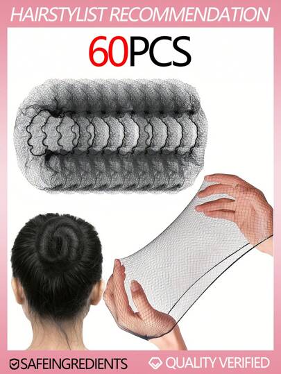 100pcs Black Elastic Hair Nets, Invisible Hair Nets For Women, Suitable For Catering Service, Ballet Buns, Sleeping, Flight Attendants, Nurses, Fine Mesh Bun Cover Snood
