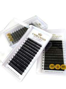CoMango 12 file di estensioni di ciglia bagnate di tipo C/D, con punte da 0,07 mm, ciglia manga, ciglia rarefatte, forniture per ciglia finte a forma di A in stile russo, naturali per cosplay