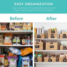 Best Choice Products Set Of 4 9x12in Water Hyacinth Pantry Baskets, Woven Kitchen Organizers W/Chalkboard Label, Chalk Marker - Natural