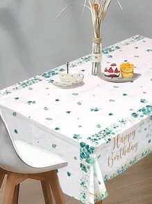 1/3件 130*220cm 綠色鼠尾草尤加利印花生日桌布，Happy Birthday 尤加利印花圖案一次性長方形桌布，適用於春季生日派對、派對、生日派對房間桌巾裝飾、廚房餐桌桌巾裝飾、節日派對、生日派對禮物 - 綠色鼠尾草 - 查看 6