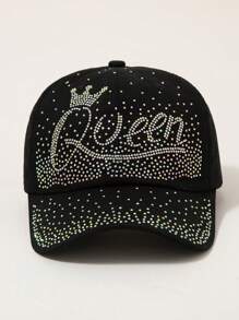 Rhinestone Crown "Queen" Letter Women's Baseball Cap - A - View 10