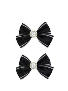 2 件装女士黑色超大珍珠蝴蝶结发夹，百搭日常休闲配饰，适合通勤、聚会、生日、郊游、赠送好友 - 彩色 - 查看 3