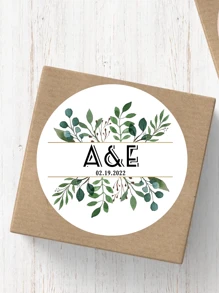 定制姓名和日期个性化婚礼标签、感谢标签、婚礼礼物标签、婚礼派对标签 - 35 张，信封标签贴纸（适用于罐子、杯子、瓶子），个性化回礼贴纸，新郎新娘婚礼贴纸，个性化圆形回礼贴纸，定制圆形订婚派对标签，定制贴纸，定制标签，感谢贴纸，适用于婴儿派对、婚礼、生日、新娘送礼会、单身派对、回礼、商务、DIY 等场合 - 彩色 - 查看 10