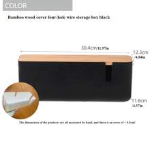 1pc Large Cable Management Box With Wooden Cable Cover, Includes 10pcs Ties And 2pcs Winders, Plastic 7-Hole And 4-Hole Adapter Plug Cable Concealer Box, Spacious Wire Organizer, Socket Protector Hidden Safely Under Desk Or Floor - Great For Home And Office, Gift For Friends, Boyfriend/Girlfriend, Mother's Day, Wedding