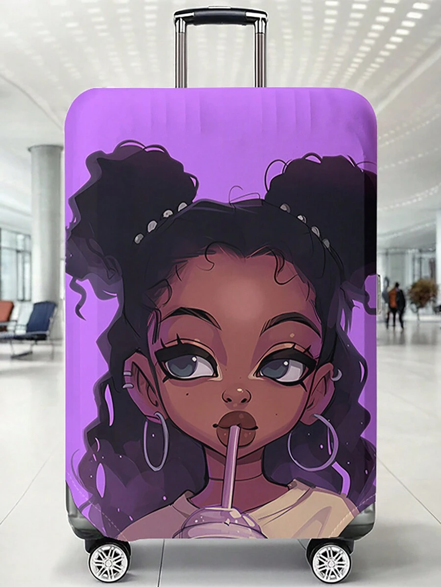 Portrait Pattern Luggage Compartment Lid 18-32 Inch Flexible Luggage Compartment Lid, Suitable For 18-32 Inch Luggage Compartment Lid Anti Scratch Protector Luggage Compartment Protector Luggage Compartment Lid Protective Cover Dust Cover Suitcase Dust Cover Travel Accessories Back To School ,School Supplies,Shop Back To School ,Classroom,Shell Bag For School School Accessories School Stuff