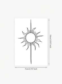 1 件简约太阳临时纹身贴纸，防水临时纹身贴纸 PVC，时尚人士 - 黑色 - 查看 4