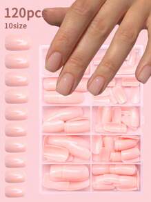 120Pcs Short Square Acrylic Pure Nude Pure Polish Press On False Nails Acrylic Nails Nude Square Nail Set Gift Idea Exclusive Gift For Women And Girls Nail Supplies Nails - Apricot - View 9