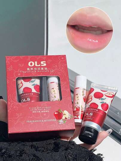 Crema de manos hidratante y perfumada y bálsamo labial, hidratante y reparador para piel seca en otoño/invierno