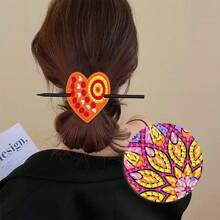 5pcs Diamond Painting DIY Hair Clip Set, Diamond Painting Beginner Set With Cats Claw Pattern, Made Of PU Material, Beautiful Hair Bun Decoration, Great Gift For Hair Accessories And Friends For Valentine's Day