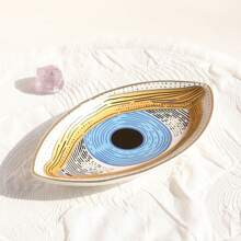 1 pieza Plato de cerámica con diseño del ojo del diablo para joyas, plato turco del ojo dulce, soporte para exhibición de anillos