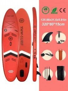 YHW-SURF 1 Set Red Inflatable Stand Up Paddle Board, Includes Full Accessories: Hand Pump, Detachable Paddle, Leash, Backpack, Removable Fin And Repair Kit